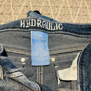 Hydraulic Denim Jacket with White Embroidered Logo - Blue